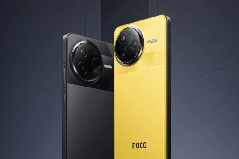 POCO F7 Series - Smartphone Berwarna Hitam dan Kuning dengan Desain Modern