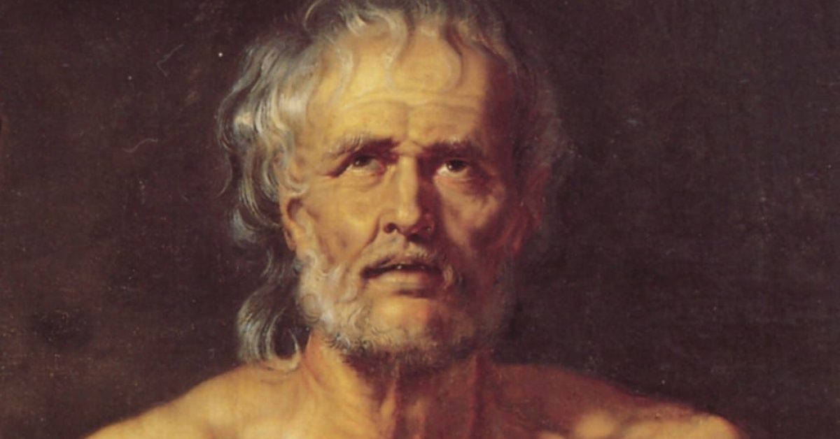 Seneca: Potret Sang Filsuf Stoik yang Agung Lukisan potret Lucius Annaeus Seneca dengan latar belakang gelap